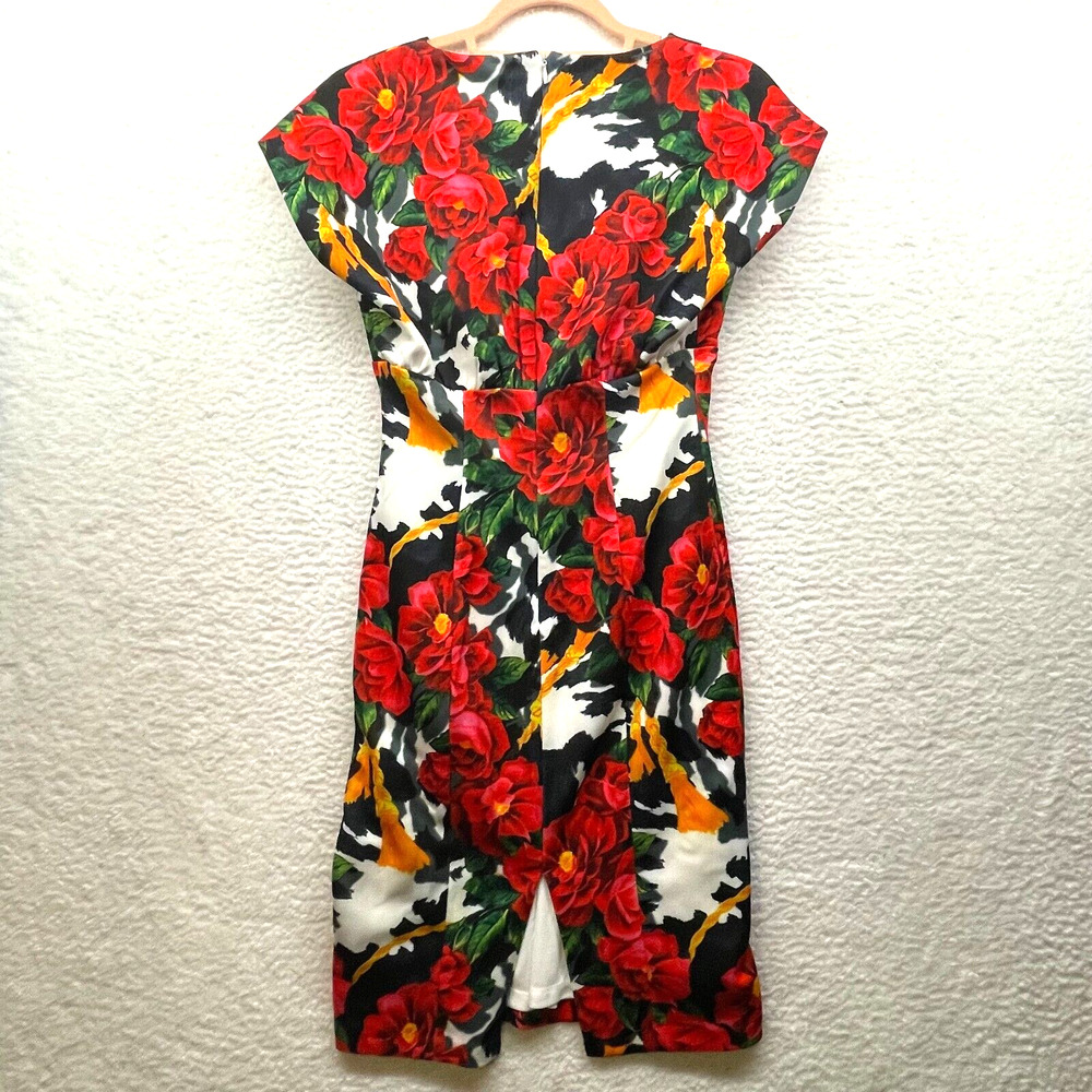 Alexia Admor Womens Dress 2 Red Green Floral V Neck Sheath Sleeveless Lined New - Picture 2 of 14